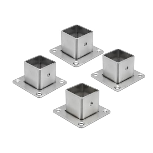 Wealrit 4 Pcs Square Post Bases Stainless Steel 1" Flange Anchor Bases - style: 4 pcs 1" Silver