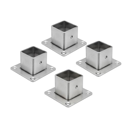Wealrit 4 Pcs Square Post Bases Stainless Steel 1" Flange Anchor Bases - style: 4 pcs 1" Silver