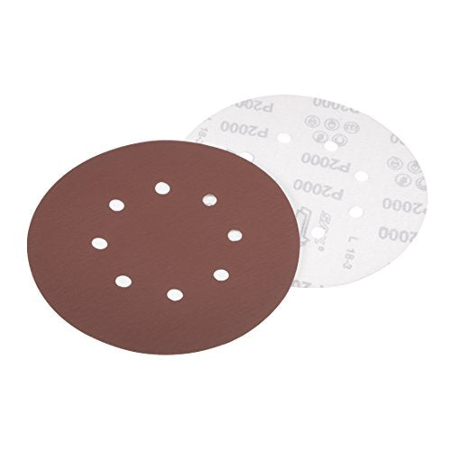 uxcell 10Pcs 7 Inch 8 Hole Hook and Loop Sanding Disc 2000 Grit Flocking Sandpaper Random Orbital Sander Paper - size: 2000 Grit