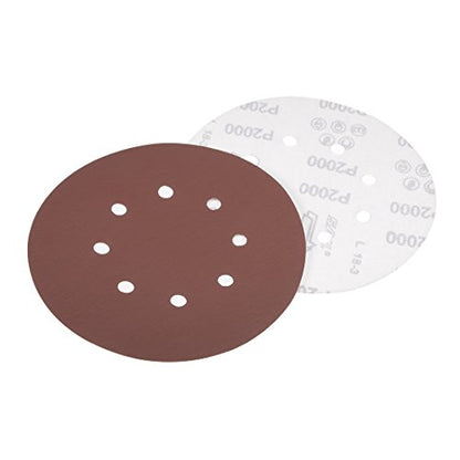 uxcell 10Pcs 7 Inch 8 Hole Hook and Loop Sanding Disc 2000 Grit Flocking Sandpaper Random Orbital Sander Paper - size: 2000 Grit