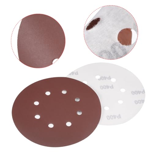 uxcell 10Pcs 7 Inch 8 Hole Hook and Loop Sanding Disc 400 Grit Flocking Sandpaper Random Orbital Sander Paper - size: 400 Grit