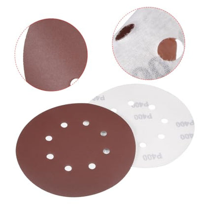 uxcell 10Pcs 7 Inch 8 Hole Hook and Loop Sanding Disc 400 Grit Flocking Sandpaper Random Orbital Sander Paper - size: 400 Grit
