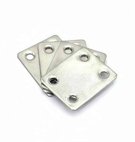4 Pack Stainless Steel 304 Mending Plate, 38x46x2mm Flat Fixing Joining Brace for Wood, Heavy Duty Metal Brackets with Screws Included - color: Silver, size: 38x46x2mm