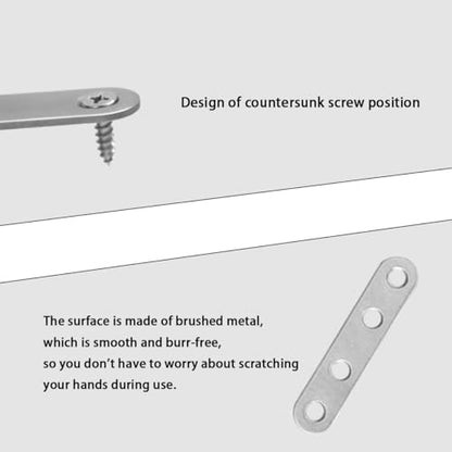 12 Pcs Straight Brace, Flat Straight Bracket with Screws - color: Silver