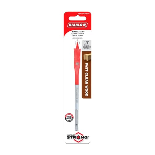 Diablo Spade Bit for Wood - 1/2" Diameter, 6" Length, 1/4" Hex Shank - size: 1/2" × 6"