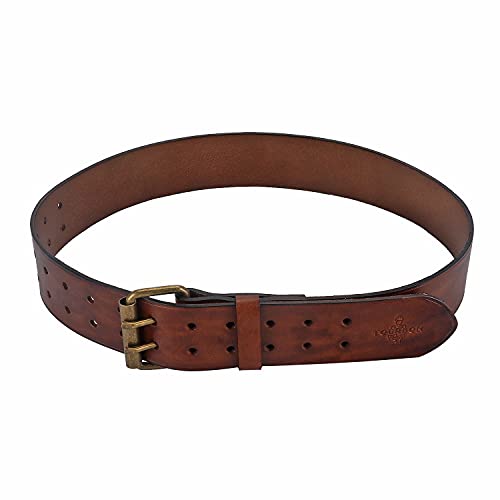 Leather Men Tool Belt -Adjustable Double Prong Buckle 2" Wide for Workshop