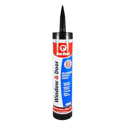 Red Devil 084660 Window & Door Siliconized Acrylic Caulk, Black, 10.1 oz, Pack of 1 - color: Black, style: Pack of 1