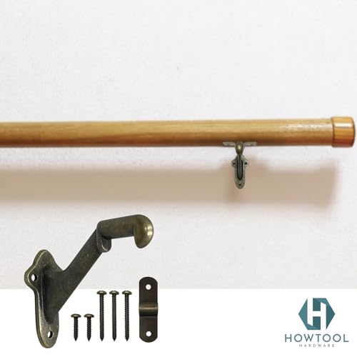 Stair Handrail Brackets Wooden Railing Support Antique Brass, 3 Pack | HOWTOOL - color: Antique Brass