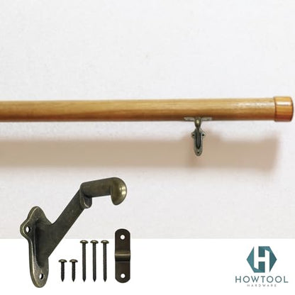 Stair Handrail Brackets Wooden Railing Support Antique Brass, 3 Pack | HOWTOOL - color: Antique Brass