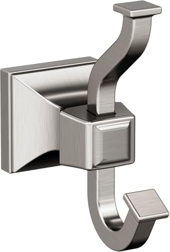 Amerock Mulholland Double Prong Brushed Nickel Wall-Mounted Hook - color: Brushed Nickel, size: Robe Hook