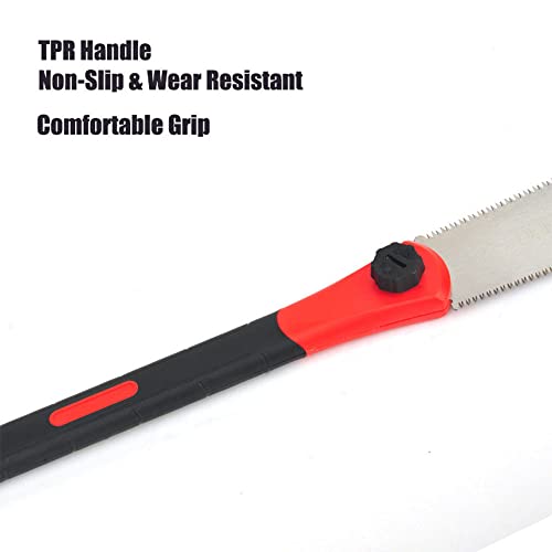Double Edged Hand Saw, 32cm/12.5” Japanese Ryoba Pull Saw Flexible Flush Cut Saw for Fine and Coarse Cutting Woodworking (Red)