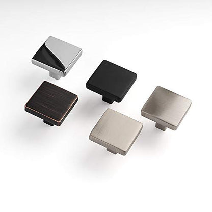 KOOFIZO 10 Pack Brushed Nickel Cabinet Knobs Square Single Hole Pulls K03 - color: Brushed Nickel, size: Knob 1 - 10Pcs