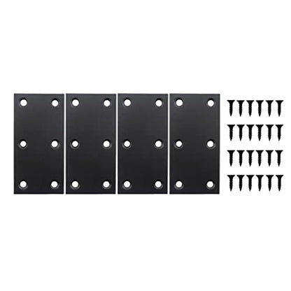 4 Pack Flat Straight Brace Brackets, ULIFESTAR Black Stainless Steel Mending Bracket Plate Metal Shelf Support Fixing Joining Plate for Furniture,Wood,Shelves,Cabinet with Mounting Screws - size: 80 x 40 x 2 mm