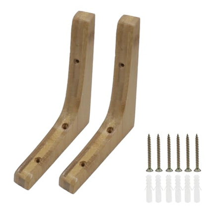 2-Pack Solid Wood Triangle Shelf Bracket 4.9x5.7in L-Shape Corbel - size: 4.9*5.7"