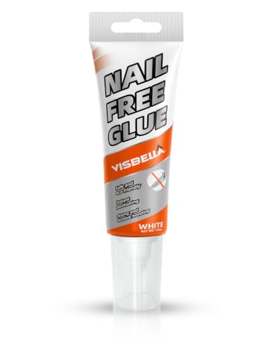 Visbella Nail Free Glue, Heavy-Duty Mounting Adhesive, No Nails Strong Bond Glue for Wood, Ceramic, Metal & More, White Instant Grab Adhesive 4.4oz.
