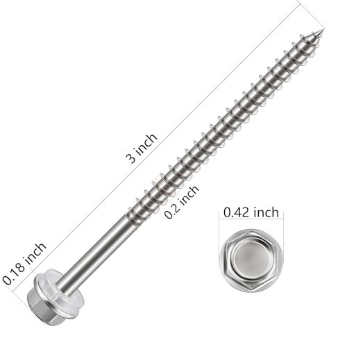 WenSilon (120Pcs)#10x3 Self-Tapping Screws for Wood 410 Stainless Steel Hexagon Head Quick Tapping - color: #10x3"