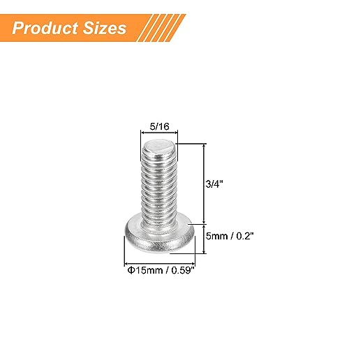 uxcell 5/16-18x3/4 Pan Head Machine Screws, 304 Stainless Steel 18-8 Screw, Phillips Drive, Fully Threaded, Bright Finish, Pack of 10 - size: 5/16-18x3/4"