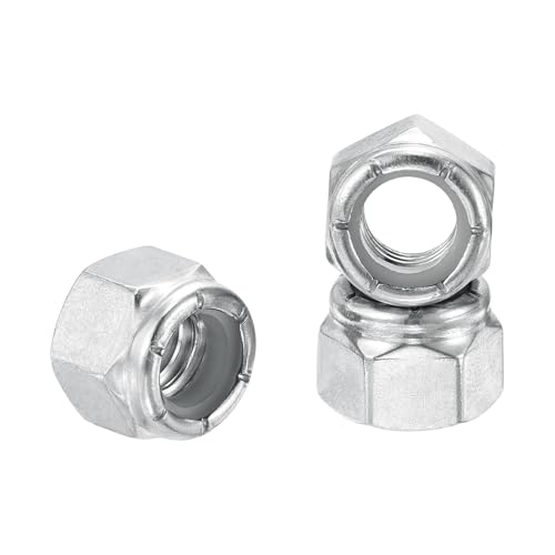 50Pcs 3/8"-16 Nylon Locking Hex Nuts 304 StainlessSteel Silver - color: Silver, size: 3/8"-16