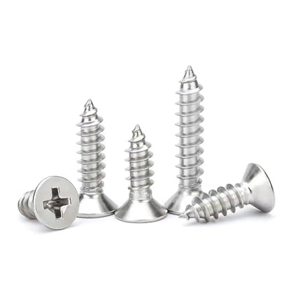 M2.2 x 12mm Flat Head Wood Self Tapping,Sheet Metal Screws,Phillips Drive Countersunk Wood Screws,304 Stainless Steel （A2-70,GB846,Plain Finish，100 Pcs - size: M2.2 x 12mm（100 Pcs）
