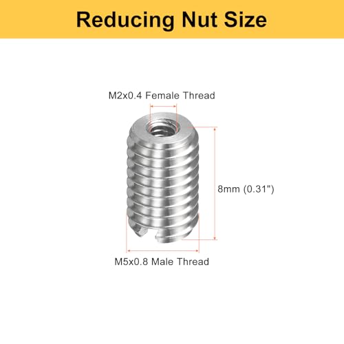 HARFINGTON 20pcs Thread Repair Inserts M5 x 0.8 Male to M2 x 0.4 Female Thread 8mm Long Stainless Steel Reducing Nuts Metric Self Tapping Sleeves Threaded Reducer Industrial Fasteners - size: M5 x 0.8 Male to M2 x 0.4 Female x 8mm