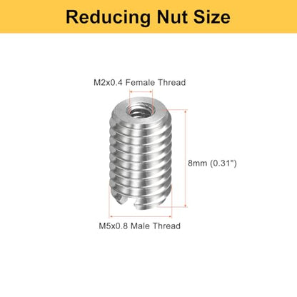 HARFINGTON 20pcs Thread Repair Inserts M5 x 0.8 Male to M2 x 0.4 Female Thread 8mm Long Stainless Steel Reducing Nuts Metric Self Tapping Sleeves Threaded Reducer Industrial Fasteners - size: M5 x 0.8 Male to M2 x 0.4 Female x 8mm