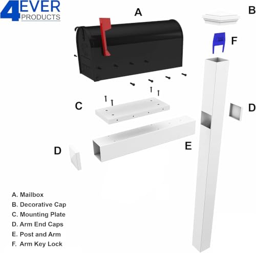 4Ever Products Richmond White Vinyl No-Dig Mailbox Post System with Stake - size: Large