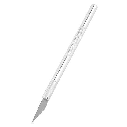 Art Knife, Carving Knife, Nonslip Stainless Steel Precision Knife Hobby Knife Wood Carving Artwork Craft Knife with 5 Spare Blades for Phone Repair, Art, Hobby, Scrapbooking, Stencil (Silver)