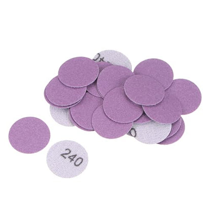 uxcell 25Pcs 1-Inch Purple Sanding Discs 240 Grits Hook and Loop Professional Aluminum Oxide Sand Paper Mini Size for Wood Metal Paint Finishing - style: 240 Grit