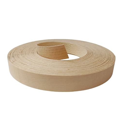 Maple Wood Veneer Edge Banding Tape,7/8 inch ×50ft Preglued Iron On Wood Veneer,Backed with Hot Melt Self Adhesive Strips,Plywood Edgebanding Roll for Shelf Desk Door Edging Restoration - size: 7/8" x50'
