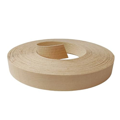 Maple Wood Veneer Edge Banding Tape,7/8 inch ×50ft Preglued Iron On Wood Veneer,Backed with Hot Melt Self Adhesive Strips,Plywood Edgebanding Roll for Shelf Desk Door Edging Restoration - size: 7/8" x50'