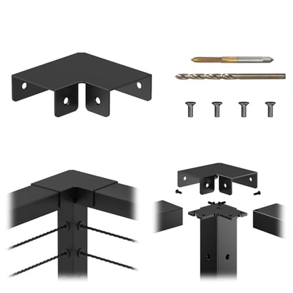 Black Cable Railing Handrail Corner Connectors, Aluminum - size: 90 Degree Sleeve