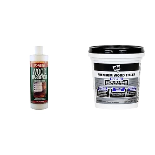 PC-Petrifier Wood Hardener 16oz & Premium Wood Filler White 16 FL OZ Home Improvement Rot Repair