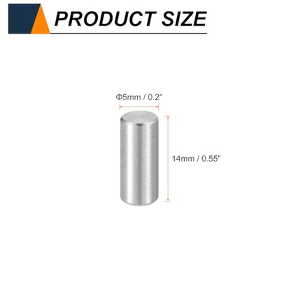HARFINGTON 25pcs Dowel Pins, M5 x 14mm 304 Stainless Steel Cylindrical Shelf Support Peg Pin Rod Fasten Elements for Metal Devices Wood Furniture DIY Installation, Silver - size: M5 x 14mm