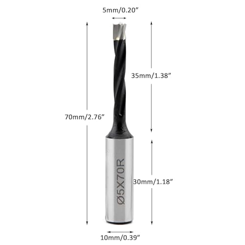 5mm Diameter Carbide 3 Flute Drills Brad Point Boring Bit, 5mm Dia × 70mm Long × 10mm Shank Right Hand - size: D 5mm (1/5"), style: Right Hand Rotation