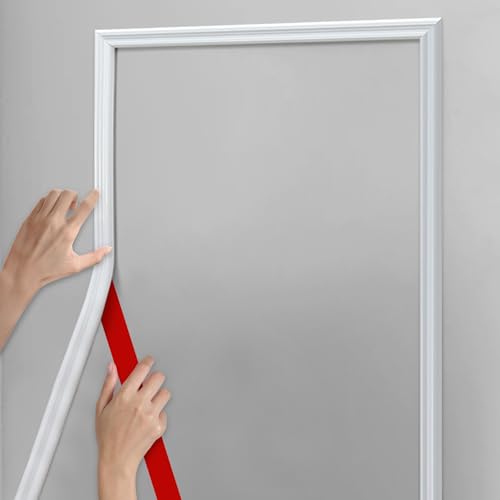Hungbak 240"L x 1.3"W Peel and Stick Chair Rail Panel Molding, Pre-Primed Trim for Home Decoration & Wall Protection - size: 240"L x 1.3"W