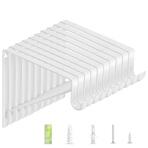10-Pack Closet Rod Bracket, 10.8x10.8Inch Closet Shelf Brackets Heavy Duty Wall Mounted, Matte White Steel Closet Rod Support Brackets Holder, 300 Lbs Load Capacity with Anchors Screws - color: 10Pack-White