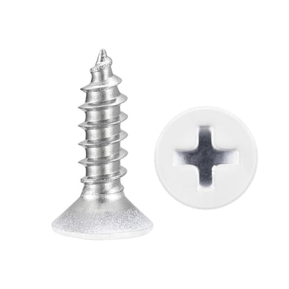 METALLIXITY 100Pcs #6x1/2 Countersunk Phillips Wood Screws SS304 - color: White Head, size: #6x1/2"
