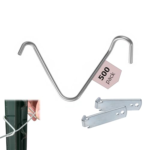 500Pcs T-Post Clips Pre-Cut Galvanized Steel with 2 Pack Fence Wire Twister