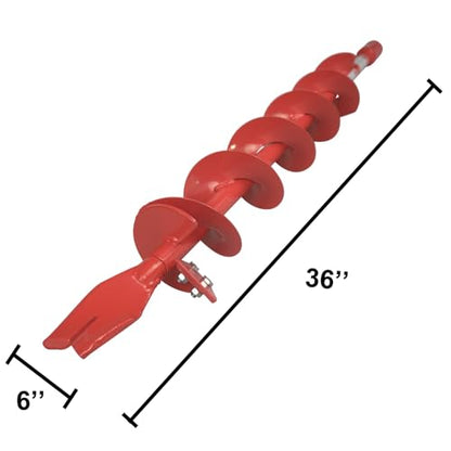 THUNDERBAY 6 Inch Diameter 36 Inch Long Earth Auger Bit with Fishtail Point and Patent Shock Spring - color: w/ Patent Shock Spring, size: 6-Inch Diameter