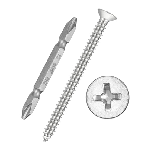 51pcs Phillips Wood Screw W/Screwdriver Bit #10x2-1/2 304 SS Silver - color: Silver, size: #10x2-1/2"