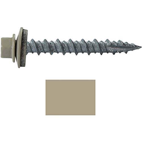 10 x 1-1/2" ASH Gray Metal Roofing Screws - Hex Washer Head- Self-Starting/Tapping - EPDM Washer. 1 x 250 Count Bag - 250 Screws - color: ASH GRAY, size: 1-1/2"