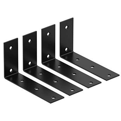 YUMORE 7 Inch Shelf Bracket, Heavy Duty L Bracket, Black, 4 Pack - color: Black, size: 7"x4"x1.8"