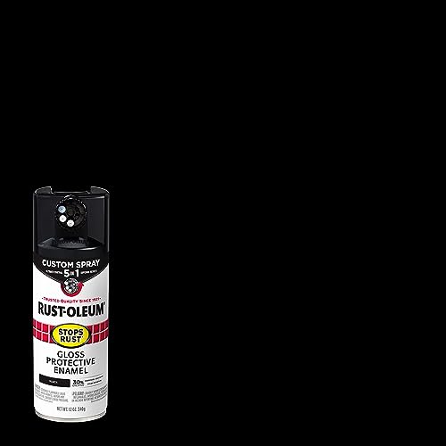 Rust-Oleum Stops Rust Custom 5-in-1 Spray Paint, Gloss Black - color: Gloss Black, size: 12 Ounce (Pack of 1)