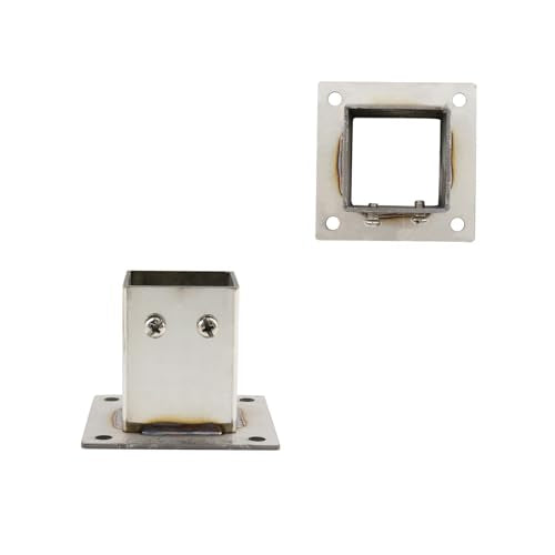 Wealrit 4 PCS Square Post Bases,1.61" Deck Post Brackets,Stainless Steel - style: 4 pcs 1.61" Silver