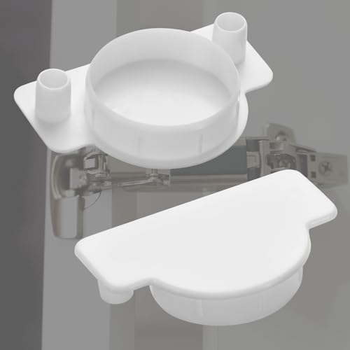 Nuanchu 10 Pcs Cabinet Hinge Hole Plugs 1-3/8" White Door Hinge Cover Plug