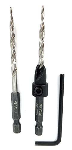 FTG USA #8 (11/64") Wood Countersink Drill Bit w/ 1 Repl. Bit & Hex Key - size: #8, style: Single + 1 Bit