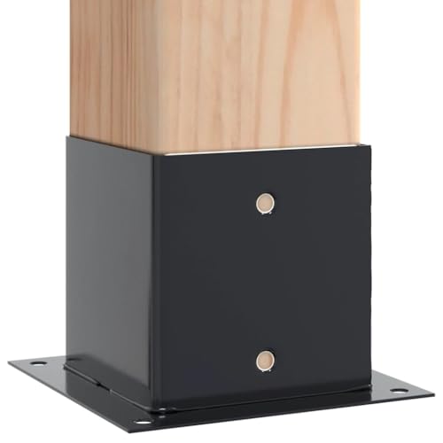 Post Bases 12 Pack 5.55x5.55 Inch Square Column Support Bracket, Anthracite Powder-Coated Steel Heavy Duty Fence Deck Railing Base - size: 141 x 141 mm & 12