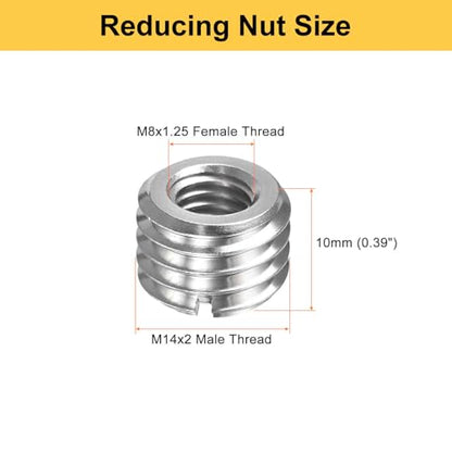HARFINGTON 6pcs Thread Repair Inserts M14 x 2 Male to M8 x 1.25 Female Thread 10mm Long Stainless Steel Reducing Nuts Metric Self Tapping Sleeves Threaded Reducer Industrial Fasteners - size: M14 x 2 Male to M8 x 1.25 Female x 10mm