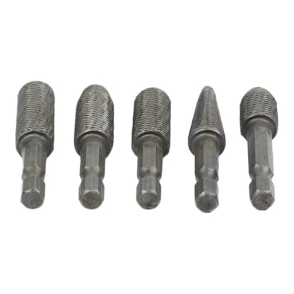 5-Piece Electric Rotary File Set For Drill Bits, High-Carbon Steel Grinding Burr Heads For Milling And Filing For Metal Use