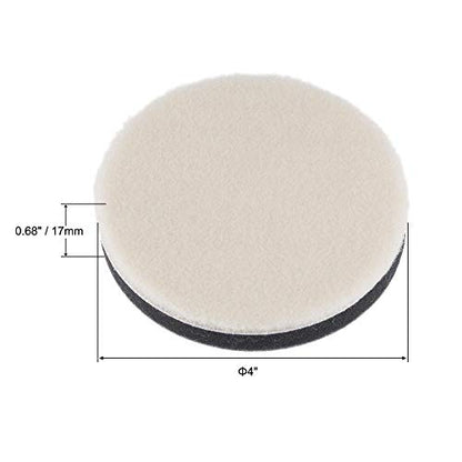 uxcell 4" Wool Felt Sponge Polishing Pad Hook and Loop Buffing Wheel Fine Polishing for Orbital Polisher Buffer 4 Pcs - size: 4"